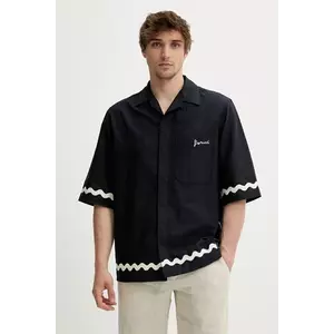 Fiorucci cămașă din bumbac Wave Trim Logo Embroidered Bowling Shirt culoarea bleumarin, relaxed, M02SMTSS295CO01BL05 imagine