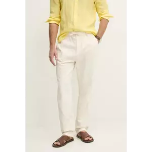 Pepe Jeans pantaloni din amestec de in LINEN PULL ON PANTS bărbați, culoarea bej, cu fason chinos, PM211872 imagine