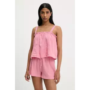 Answear Lab bluză și pantaloni scurți din bumbac culoarea roz imagine