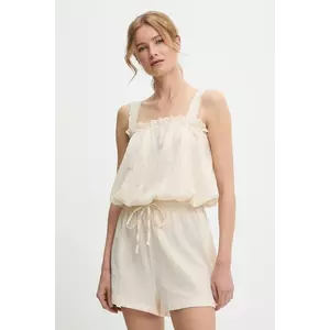 Answear Lab bluză și pantaloni scurți din bumbac culoarea bej imagine