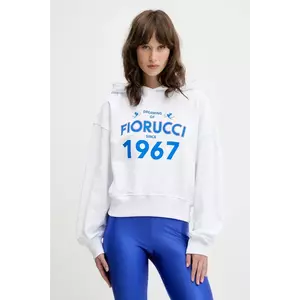 Fiorucci hanorac de bumbac Dreaming 1967 Print Boxy Fit Cropped Hoodie culoarea alb, cu glugă, cu imprimeu, W01SMSHO269CJ05WH01 imagine