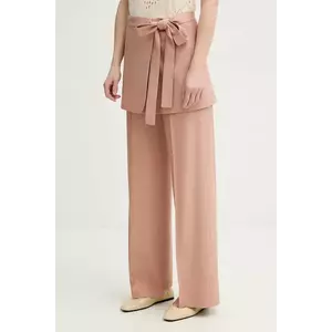 AERON pantaloni HURAA culoarea portocaliu, lat, high waist, PA330474 imagine