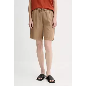 Marc O'Polo pantaloni scurți din in culoarea maro, neted, high waist, 504011215049 imagine