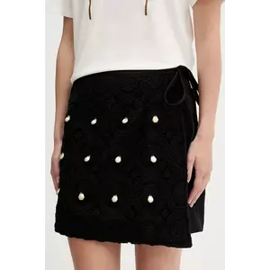 Never Fully Dressed fustă din amestec de lână culoarea negru, mini, drept, NFDSK671 imagine