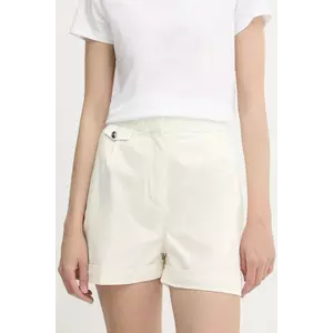 BOSS Orange pantaloni scurți culoarea bej, neted, high waist, 50540402 imagine