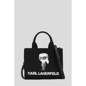 Karl Lagerfeld geantă de bumbac IKON SQUARE culoarea negru, A3W50109 imagine