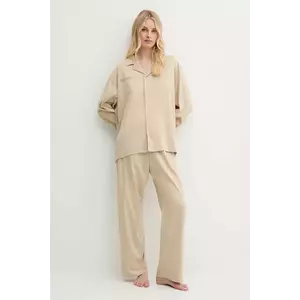 Pangaia pijamale de bumbac culoarea bej, bumbac, 10002462 imagine