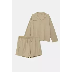 Pangaia pijamale de bumbac culoarea bej, bumbac, 10002463 imagine