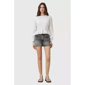 AllSaints pantaloni scurți jeans TATE culoarea gri, uni, high waist, W076EC imagine