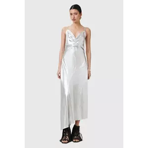 AllSaints rochie ALEXIA culoarea argintiu, midi, dreaptă, W203DC imagine
