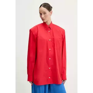 Fiorucci cămașă Red Embroidered Padded Shirt culoarea rosu, cu guler clasic, regular, W02SMTLO347CO01RD01 imagine