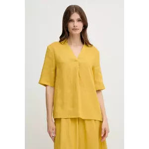 United Colors of Benetton bluză din in culoarea galben, uni, 5BMLDQ0B6 imagine