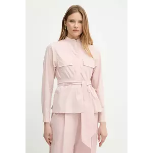 Weekend Max Mara jachetă de cămașă din bumbac culoarea roz, de tranzitie, 2515041013600 imagine