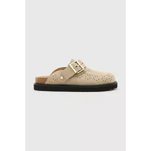 AllSaints papuci din piele Skye Mule culoarea bej, W046FC imagine