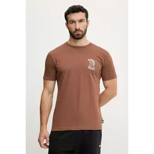 Picture tricou din bumbac Terra culoarea maro, cu imprimeu, MTS1266 imagine