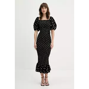 Never Fully Dressed rochie culoarea negru, midi, mulată, NFDDR2155 imagine