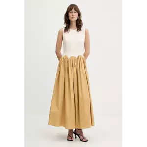 Never Fully Dressed rochie culoarea bej, maxi, evazată, NFDDR2182 imagine