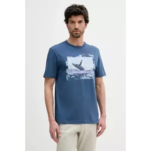 BOSS Orange tricou din bumbac culoarea bleumarin, cu imprimeu, 50539187 imagine