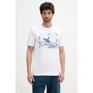 BOSS Orange tricou din bumbac culoarea alb, cu imprimeu, 50539187 imagine