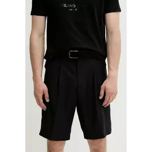 Samsoe Samsoe pantaloni scurți din in SAMANDLA culoarea negru, M25100074 imagine