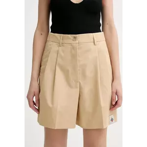 Bally pantaloni scurți culoarea bej, uni, high waist, WTR037 imagine