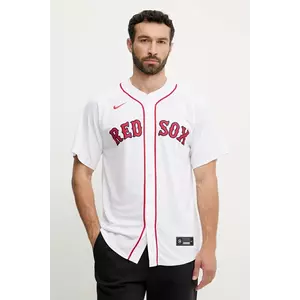 Nike tricou Boston Red Sox culoarea alb, cu guler stand-up, relaxed, LM25-BQHO-BQ-1U2 imagine