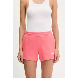 Puma pantaloni scurți culoarea roz, cu imprimeu, high waist, 682439 imagine