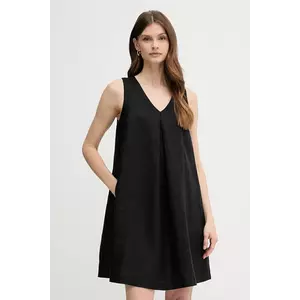 United Colors of Benetton rochie din in culoarea negru, mini, evazată, 4AGHDV0AX imagine