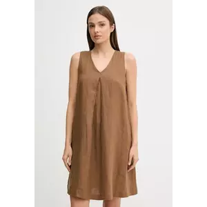 United Colors of Benetton rochie din in culoarea maro, mini, evazată, 4AGHDV0AX imagine