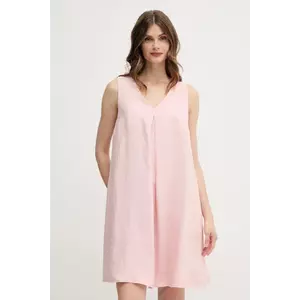 United Colors of Benetton rochie din in culoarea roz, mini, evazată, 4AGHDV0AX imagine