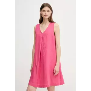 United Colors of Benetton rochie din in culoarea roz, mini, evazată, 4AGHDV0AX imagine