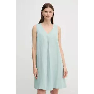United Colors of Benetton rochie din in culoarea turcoaz, mini, evazată, 4AGHDV0AX imagine