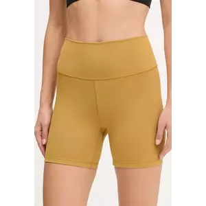adidas Performance pantaloni scurți de yoga All Me culoarea galben, uni, high waist, JI8348 imagine