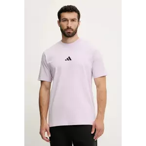 adidas tricou din bumbac Essential culoarea violet, cu imprimeu, JD1781 imagine