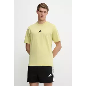 adidas tricou din bumbac Essential culoarea galben, cu imprimeu, JD1777 imagine