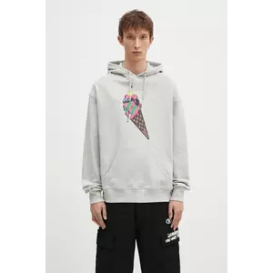 ICECREAM hanorac de bumbac Cone Man Popover Hood barbati, culoarea gri, cu glugă, cu imprimeu, IC24487 imagine