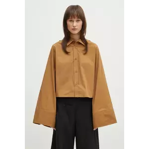 MM6 Maison Margiela camasa din bumbac femei, culoarea maro, cu guler clasic, regular, S52DT0044 imagine