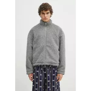 MKI MIYUKI ZOKU geaca Faux Alpaca Track Jacket culoarea gri, de tranzitie, oversize, FAUX.ALPACA.TRACK.JACK. imagine