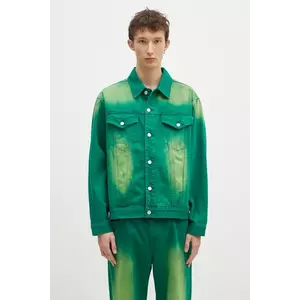 Billionaire Boys Club geacă din denim Garment Dyed Denim Jacket bărbați, culoarea verde, de tranziție, oversized, B24411 imagine
