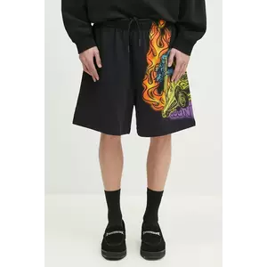 Marcelo Burlon pantaloni scurti din bumbac County Flame Comfy Sweatshort Black Red barbati, culoarea negru, CMCI012S25FLE0031025 imagine