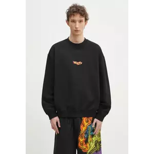 Marcelo Burlon hanorac de bumbac County Flame Boxy Crewneck Black Red barbati, culoarea negru, cu imprimeu, CMBA09CS25FLE0051025 imagine