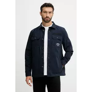Barbour cămașă din bumbac Bidlam Overshirt bărbați, culoarea bleumarin, cu guler clasic, regular, MOS0368 imagine