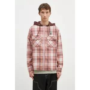 ICECREAM camasa din lana Hooded Flannel Zip Through culoarea maro, relaxed, IC24435 imagine