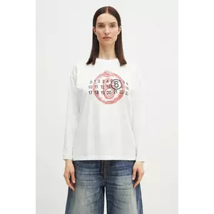 MM6 Maison Margiela longsleeve din bumbac femei, culoarea alb, S62GD0197 imagine