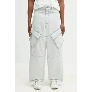 Marcelo Burlon blugi din bumbac Bleach Denim Wide Cargo Light Blue No Co bărbați CMYB003S25DEN0014000 imagine