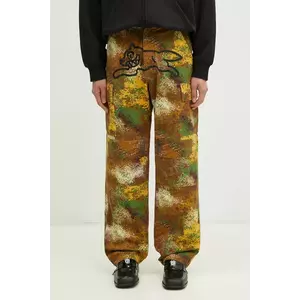 ICECREAM pantaloni de bumbac Running Dog Cargo Pant culoarea verde, drept, IC24430 imagine