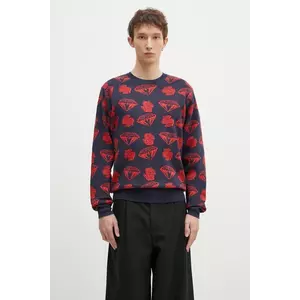 Billionaire Boys Club pulover din amestec de lână Diamonds & Dollars Knitted Jumper bărbați, culoarea bleumarin, B24223 imagine