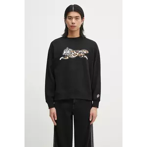 ICECREAM hanorac de bumbac Running Dog Crewneck bărbați, culoarea negru, cu imprimeu, IC25129 imagine