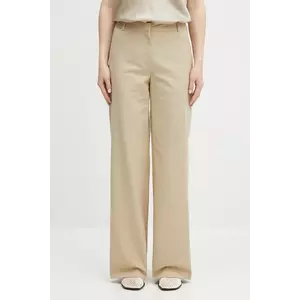A.P.C. pantaloni de bumbac pantalon margaret femei, culoarea bej, lat, high waist, COHFU.F08476 imagine