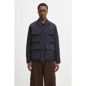 Norse Projects cămașă Mads Travel Light Overshirt bărbați, culoarea albastru marin, cu guler clasic, relaxed, N50.0269.7004 imagine